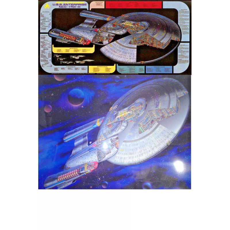 Original 1990s Star Trek Next Gen Enterprise D Cutaway Posters-