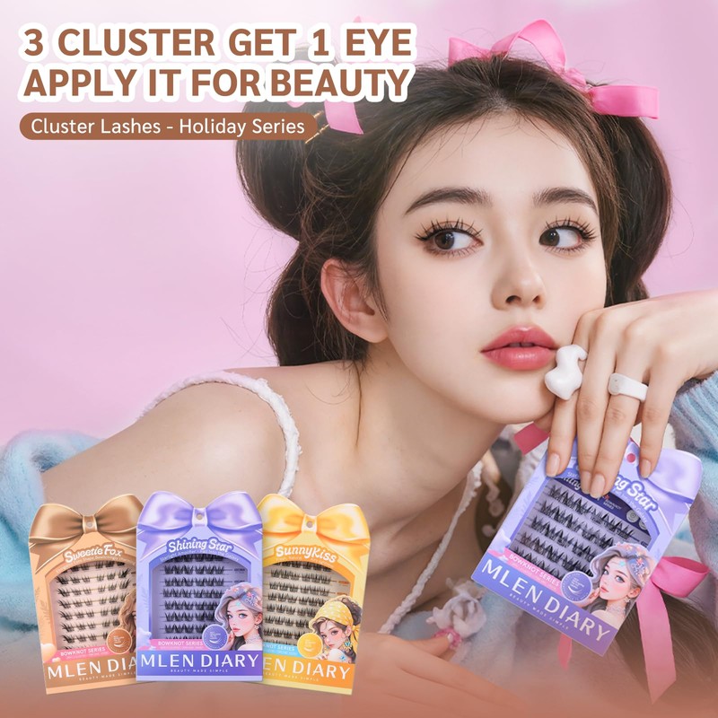 Lash Clusters 60PCS Natural Eyelash Clusters C Curl Wispy DIY