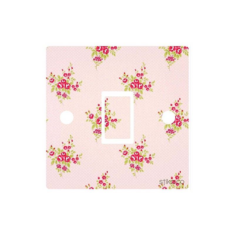 Pink Shabby Chic Roses Light Switch Sticker Vinyl Cover Skin