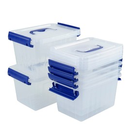 Buyitt 6-Pack 3L Small Storage Containers Boxes, Plastic Storage Box Bin with Lids/Handles, Clear