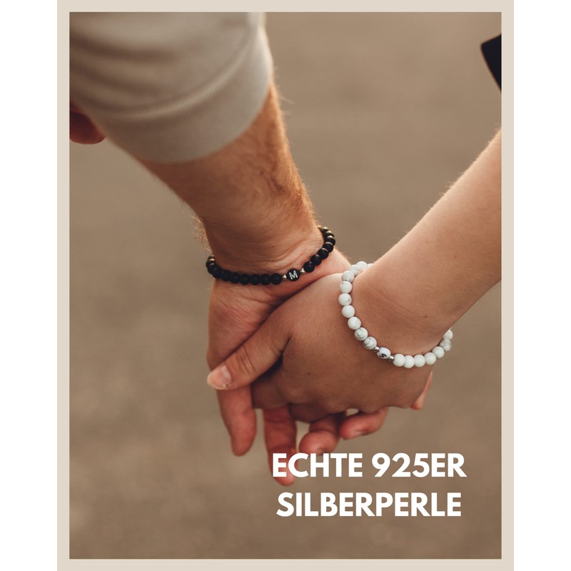 Armband mit Buchstaben J I Pärchen Partnerarmband mit Perlen zu
