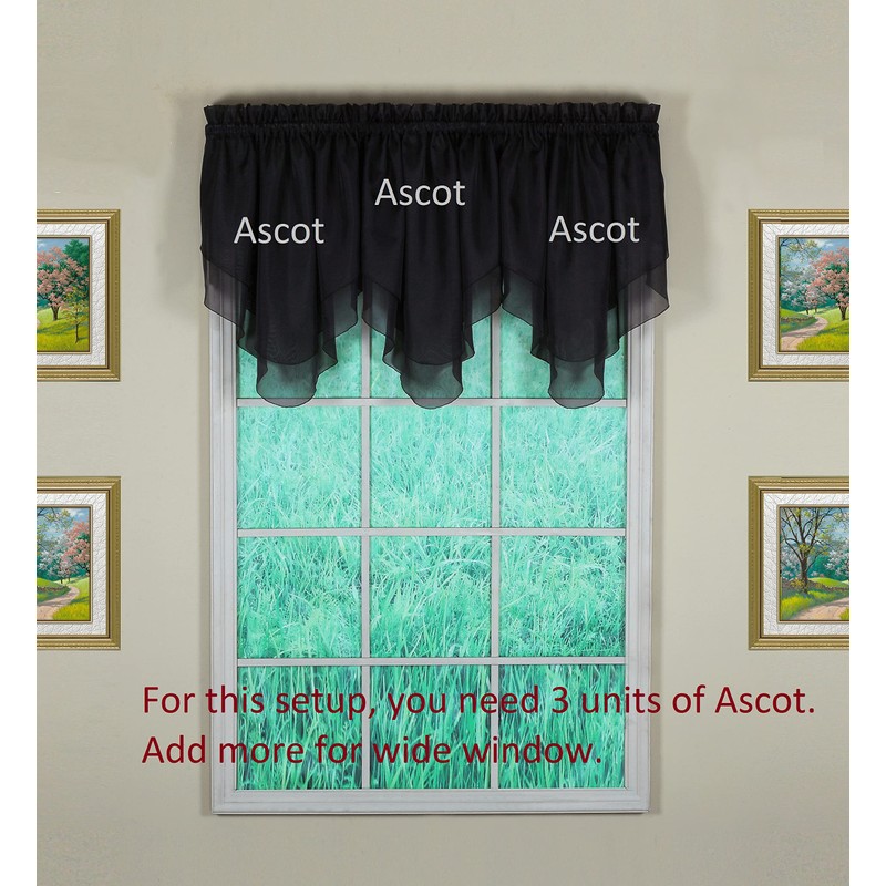 Today's Curtain Emelia Original Voile Ascot 25", Black, 40" W