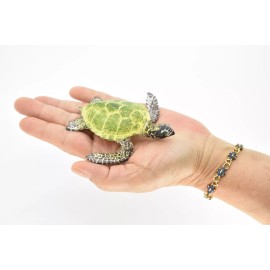 K&M Sea Turtle Toy, Green, Model, Animal, Hand Painted Figurine 4" CH055 BB78