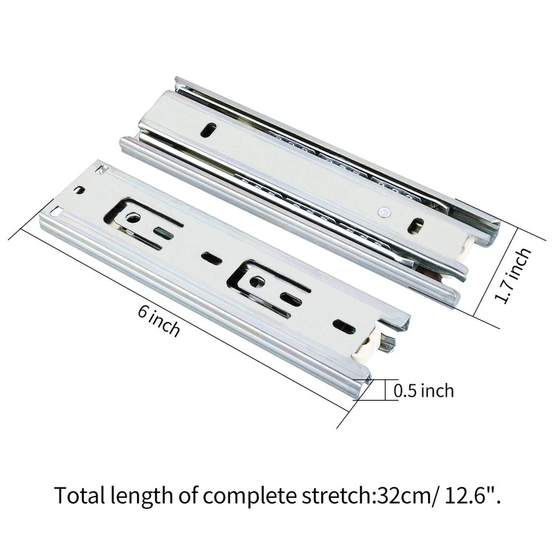 URBEST Ball Bearing Drawer Slides Full Extension 6 Inch Telescopic