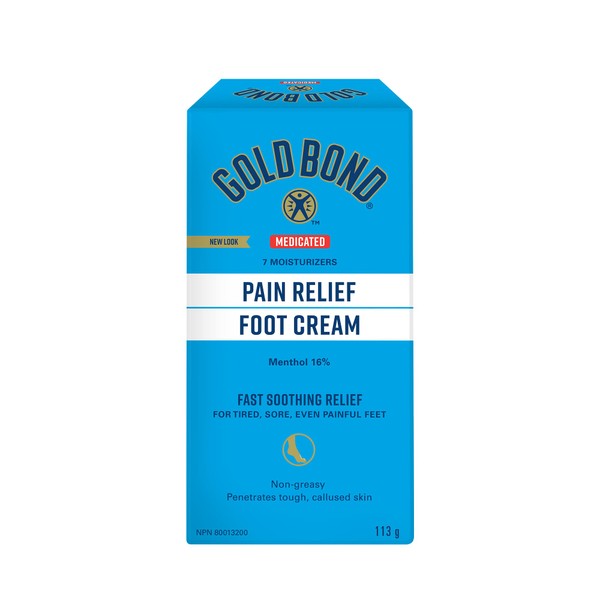 Gold Bond Pain Relieving Foot Cream - 113 g, Fast, Temporary Relief of Minor Foot Pain, Muscle & Joint Aches Associated with Arthritis, Sprains, & Strains - Non-Greasy, Easy-to-Apply