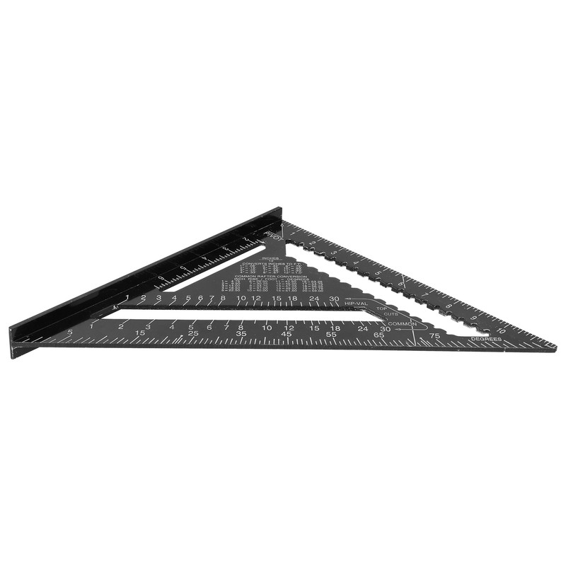12in Triangle Ruler Aluminum Alloy Woodworking Carpentry Measuring Tools Black