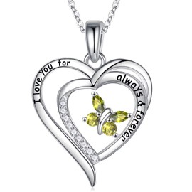 Iefil Gifts for Women - Butterfly Birthstone Necklaces Anniversary Christmas Gifts for Wife Daughter Birthday Mothers Day Gifts for Mom Daughter Sisters August Peridot Necklace