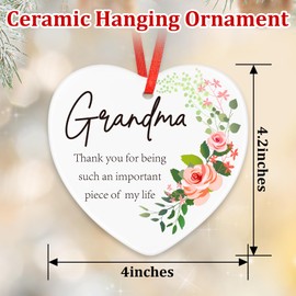 Gifts for Grandma, Grandma Birthday Gifts from Granddaughter Grandson, Ceramic Christmas Mother's Day Thanksgiving Gifts for Grandma Annual Keepsake, Best Grandma Gifts Christmas Ornaments 2024
