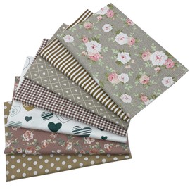 EDGEAM Cotton Fabric, Sold by the Metre, Fabric Package, Patchwork Fabric, Cotton Fabrics for Sewing, 7 Pieces, 50 x 45 cm for Sewing Fabrics, DIY Crafts, Scrapbooking (Brown, 50 x 45 cm)