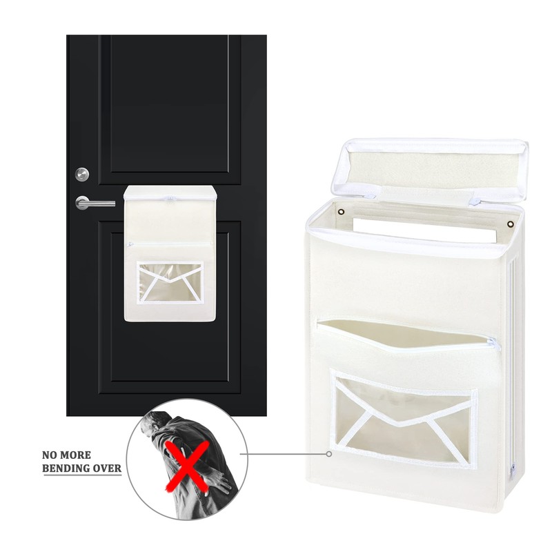 Mail Slot Catcher Bag, Indoor White Mail Catcher Felt Cloth