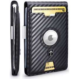 TRAVANDO AirTag* Wallet Mens Wallet with Money Clip Air Tag Wallet Card Holder RFID Blocking Bifold Gifts for Men