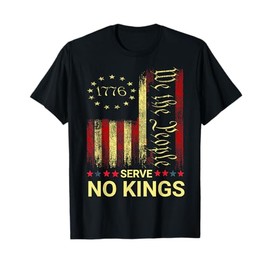 No Kings in America Since 1776 Distressed USA Flag Vintage T-Shirt