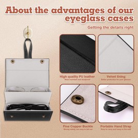 Piacevole Leather Sunglasses Organizer With Hard Shell Glasses Case For Travel and Home Storage - Eyeglass Case For Men and Women (Black, 2 Slots)