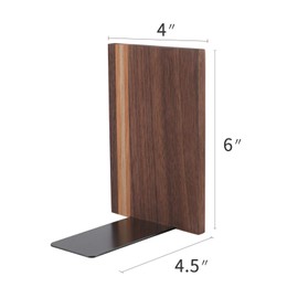 Muso Wood Artist Bookends, Decorative Bookshelf Book Ends Heavy Duty Bookends Desktop Organize Books Wooden Book Ends for Home Office Kitchen 6"x4" (Walnut)