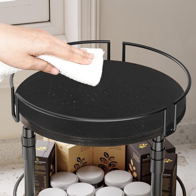 HOOBRO Lazy Susan Organizer Spice Rack, 2-Tier Height Adjustable Rotating
