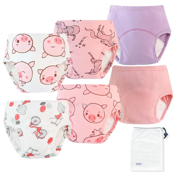 EZ Moms 6 Packs Training Panties Absorption Toddler Cotton 4T