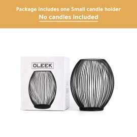 OLEEK Small Outdoor Candle Holders for Patio - Pillar Candle Holder - Black Wire Candle Holder for Table Centerpiece - Iron Lantern Decorative Candles - Farmhouse Decor Fireplace Metal Candle Holders