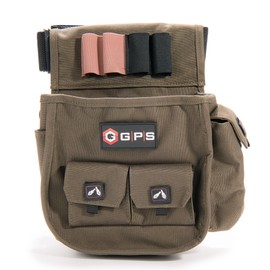 G.P.S Deluxe Double Shell Pouch - Rugged Shooting Range Bag With Adjustable Web Belt, Olive