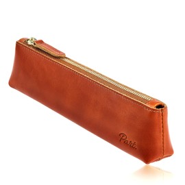 Part. Pencil Case, Genuine Leather, Slim, Simple, Compact, Large Capacity, Lightweight, Stylish, Gift, Presentation Box, New Society, Camel, Genuine Cow Leather Pen Case