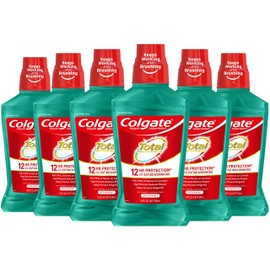 Colgate Total Pro-Shield Alcohol Free Mouthwash, Antibacterial Formula, Spearmint - 500 mL, 16.9 fluid ounce (6 Pack)