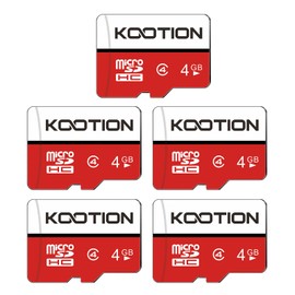 KOOTION 4 GB Micro SD Cards 5-Pack, Class 4 MicroSD Flash Memory Card, C4, TF Card with Adapter for MP3/MP4/Old Phones