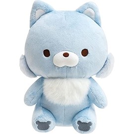 Rilakkuma MF22101 Chiroi Bear Squishy Plush Toy, M, Blue Wolf