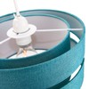 Contemporary Quality Teal Linen Fabric Triple Tier Ceiling Pendant Light