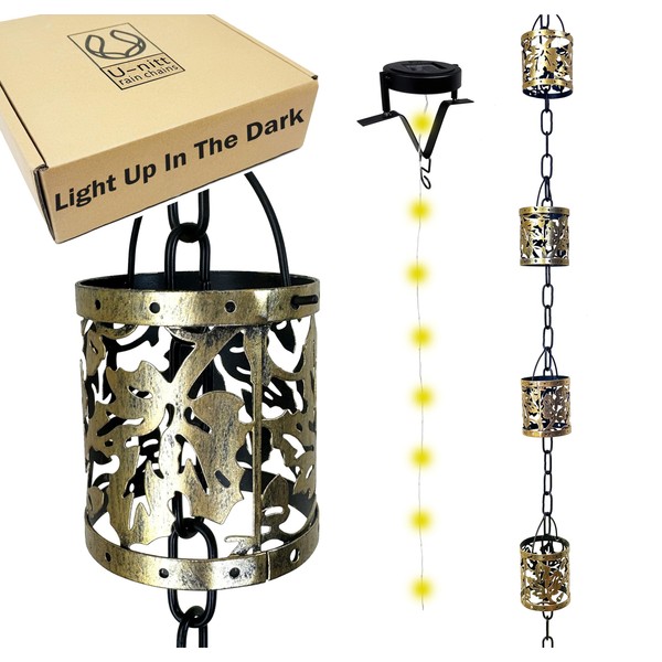 U-nitt Rain Chains, Roof Gutter Downspout Channel, Rainwater Catcher/Diverter, 8.5