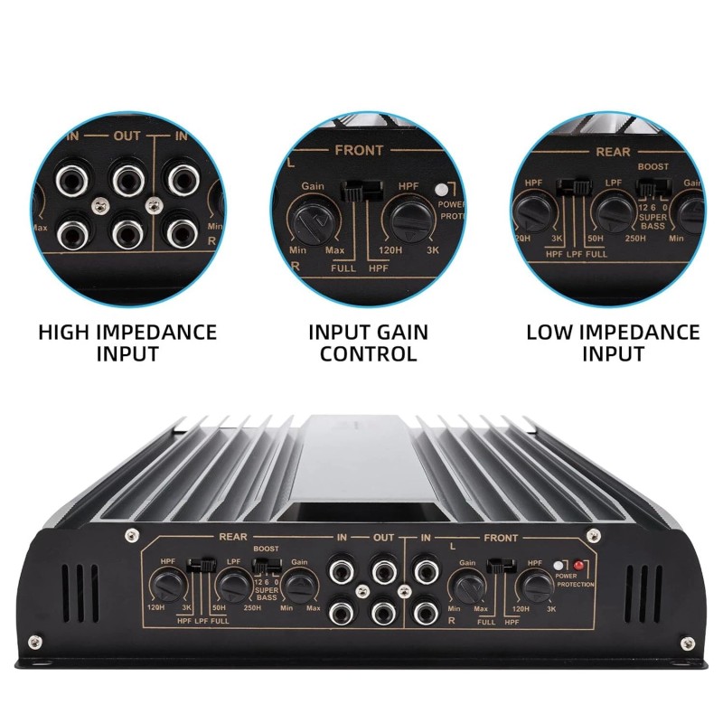 Yaeccc 3200W 4 Channel Car Amplifier 2 to 4 Ω