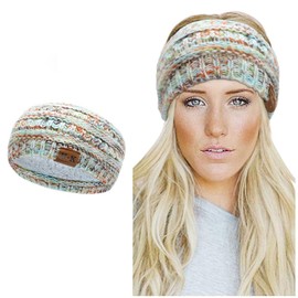 Winter Knitted Headband - Women Ear Warmer Headband Crochet Turban Twist Hair Band Fleece Lined Stretchy Headwrap Winter Thick Headbands For Womens