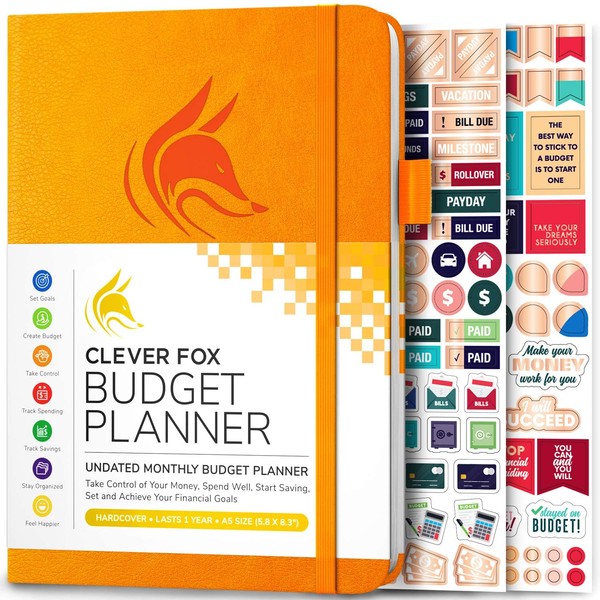 Clever Fox Budget Planner - Expense Tracker Notebook. Monthly Budgeting Organizer, Finance Logbook & Accounts Book to Take Control of Your Money. Undated Bill Tracker, Start Anytime. A5 Size - Yellow