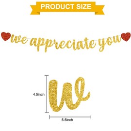 DecoGlee Gold We Appreciate You Banner,NO DIY,Employee Appreciation Banner for Office Party Decorations,Thank you for Employee Teacher Doctor Nurse Staff Appreciation