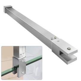 Shower Door Top Support Bar Rod, Length 17.7"-31.9"(451mm-811mm), to Fix 5/16"(8mm) to 3/8"(10mm) Thick Frameless Glass Panel, Brushed Nickel Silver
