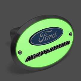 iPick Image Made for Ford Explorer 3D Logo Night Glow Luminescent Oval Billet Aluminum 2 inch Tow Hitch Cover