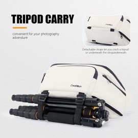 Waterproof Camera Waist Bag - Portable Fanny Pack, Compact Camera Case with Tripod Strap, Daily Crossbody Bag for Canon Nikon Sony DSLR/SLR/Mirrorless Camera, Can accommodate 1 Camera 2 Lens, White
