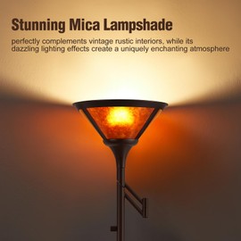 EJIAXIN Floor Lamps for Living Room - 70" Brown Torchiere Standing Floor Lamp with Adjustable Swing Arm - Tall Corner Lamp Decor for Bedroom with Mica Shade LED Reading Light for Home Office