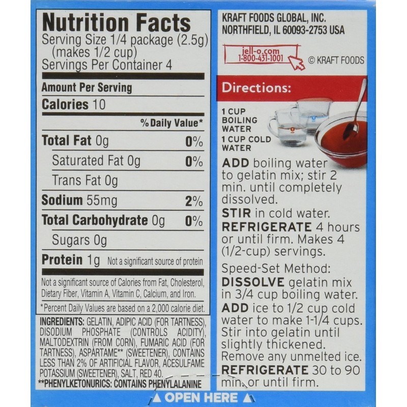 Jell-O Sugar-Free Strawberry Gelatin, 0.30 Oz, 4 pk