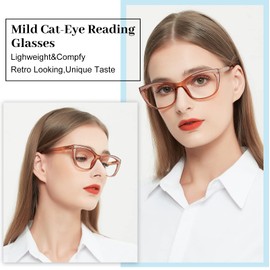 OCCI CHIARI Ligh Wider Frame Reading Glasses Women Comfortable Readers 1.0 1.5 2.0 2.5 3.0 3.5 4.0 5.0 6.0(Brown 1.0)