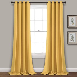 Lush Decor, Yellow Curtains-Grommet Panel with Insulated Blackout Lining, Room Darkening Window Set (Pair), 84" L