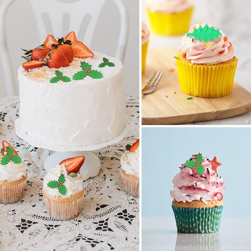 6PCS Christmas Fondant Moulds Holly Leaf Plunger Cutter Holly Leaf