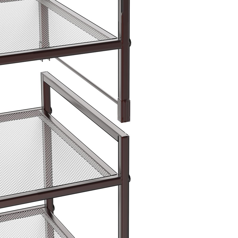 SIMPLE HOUSEWARE 3-Tier Stackable Mesh Shoe Rack, Bronze