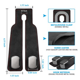 QBUC 2pcs Universal Car Seat Headrest Hooks, Metal Car Purse Holder for Purse Bag Handbag&Phone, Premium Lether Car Storage Organizer Back Seat Hanger with Double Hook Car Interior Accessories(Black)