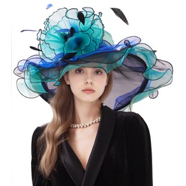 ZYACTU Women's Organza Church Kentucky Hat Fascinator Cocktail Tea Party Derby Sun Hats 020-Green