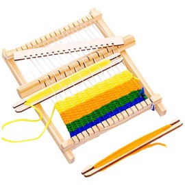 Children's Loom Sewing Machine Kid Knitting Machine Hand Loom Knitting Machine Tabletop Loom Craft Tools Wooden DIY Easy Operation with Thread Toys for Kids Mini Looms Beginners Knitting Machine