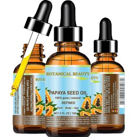 Botanical Beauty Papaya Seed Oil. 100% Pure/Natural/Undiluted/Refined Cold Pressed Carrier Oil. 4 Fl.oz.- 120 ml. For Skin, Hair And Lip Care.