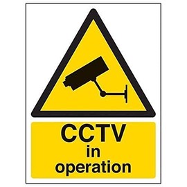 V Safety Warning Cctv in Operation Sign - Portrait - 150 mm x 200 mm - 2 mm Rigid Plastic Safety Sign