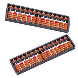 jojofuny 2pcs Vintage Wooden Abacus 13 Rods Wood Soroban with Reset Button Chinese Japanese Calculator Counting Tool for Kid Educational Brain Teaser Toys Gift Brown