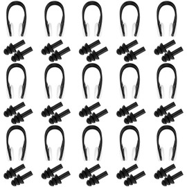 Saysurey 15 Sets Swimming Nose Clips Ear Plugs Silicone Waterproof Swimming Nose Plugs with Earplugs Protector Accessories for Adult Diving Surfing Water Sports Beginner Training Supplies(Black)