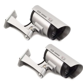 GC GLOBALCOMMERCE Set of 2 Fake Outdoor Security Cameras with Red Flashing LEDs Professional Design