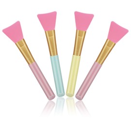 Cuttte Cuttte 4pcs Silicone Face Mask Applicators, Flexible Facial Mud Masks Applicator, Hairless Moisturizers Tools, Soft Facial Brushes for Mud, Clay, Charcoal (Peach)